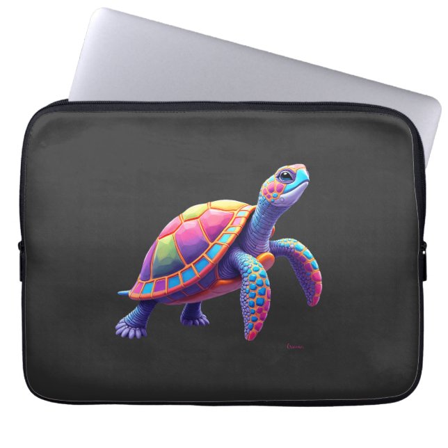 Colourful Splash Eastern Box Turtle (4) Laptop Sleeve (Front)