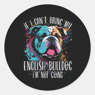 Colourful Splash English Bulldog Mama Dad Portrait Classic Round Sticker