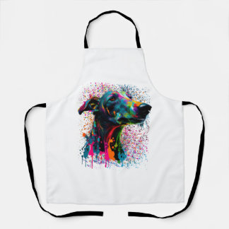 Colourful Splash Greyhound Portrait Puppy Owner Apron