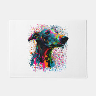 Colourful Splash Greyhound Portrait Puppy Owner Doormat