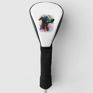 Colourful Splash Greyhound Portrait Puppy Owner Golf Head Cover