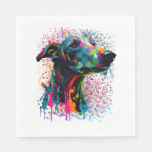 Colourful Splash Greyhound Portrait Puppy Owner Napkin
