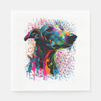 Colourful Splash Greyhound Portrait Puppy Owner Napkin