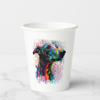 Colourful Splash Greyhound Portrait Puppy Owner Paper Cups