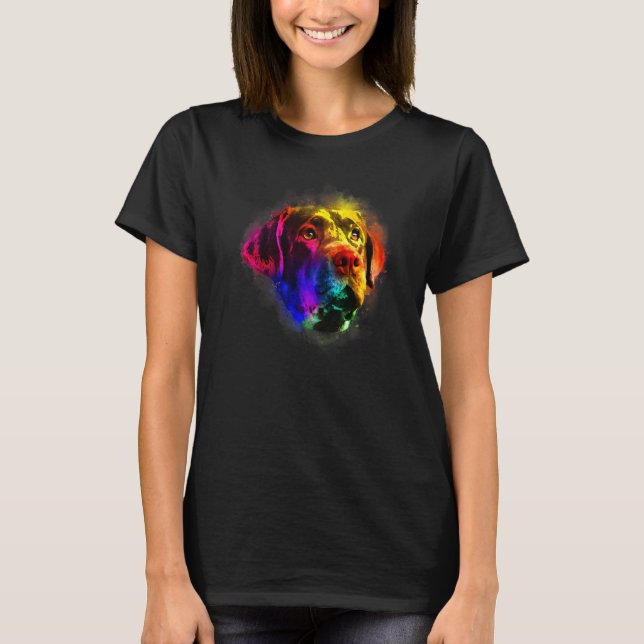 Colourful Splash Labrador Retriever Portrait Lab O T-Shirt (Front)