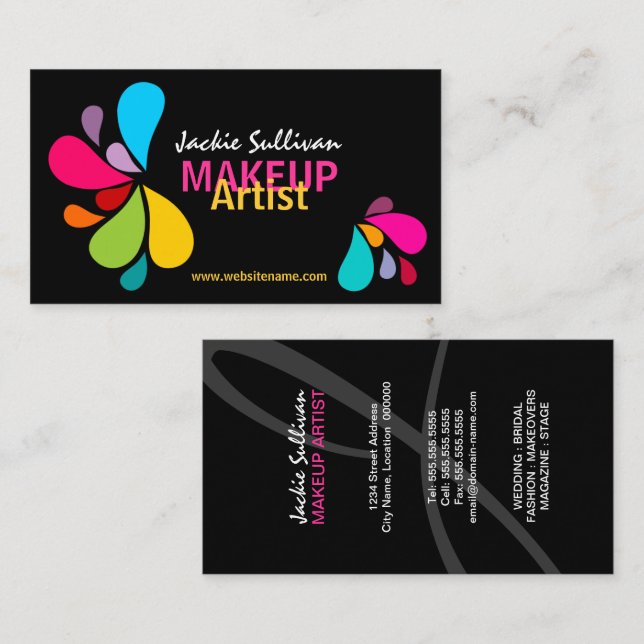 Colourful Splash Makeup Artist Business Card (Front/Back)