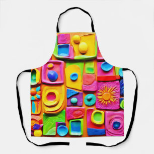 Colourful Splash Sculpture: Cartoonish Art Style Apron