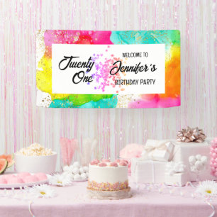 Colourful Splash Watercolor Birthday Banner