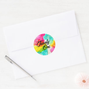 Colourful Splash Watercolor Birthday Classic Round Sticker