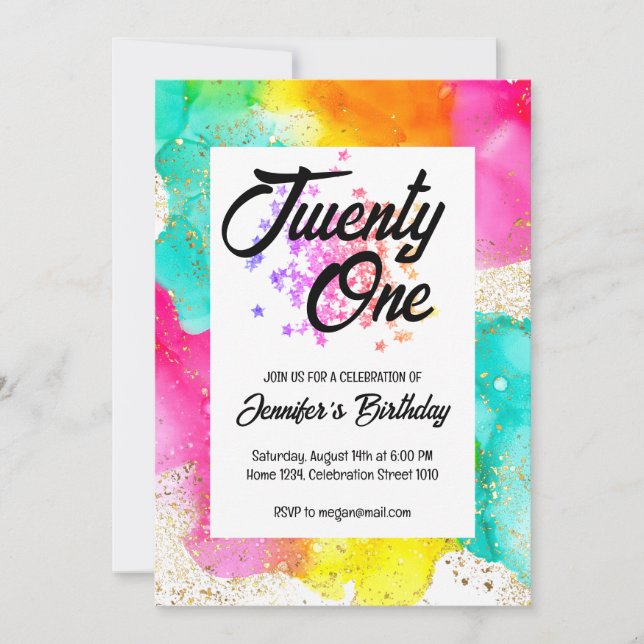 Colourful Splash Watercolor Birthday Invitation (Front)
