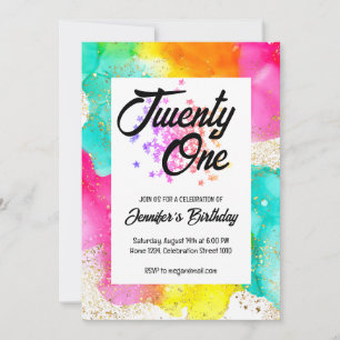 Colourful Splash Watercolor Birthday Invitation