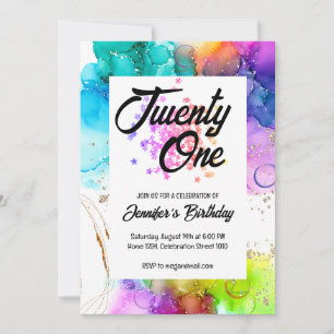 Colourful Splash Watercolor Birthday Invitation