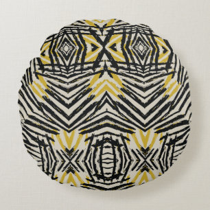 Colourful Splashes and Dynamic Lines Round Cushion