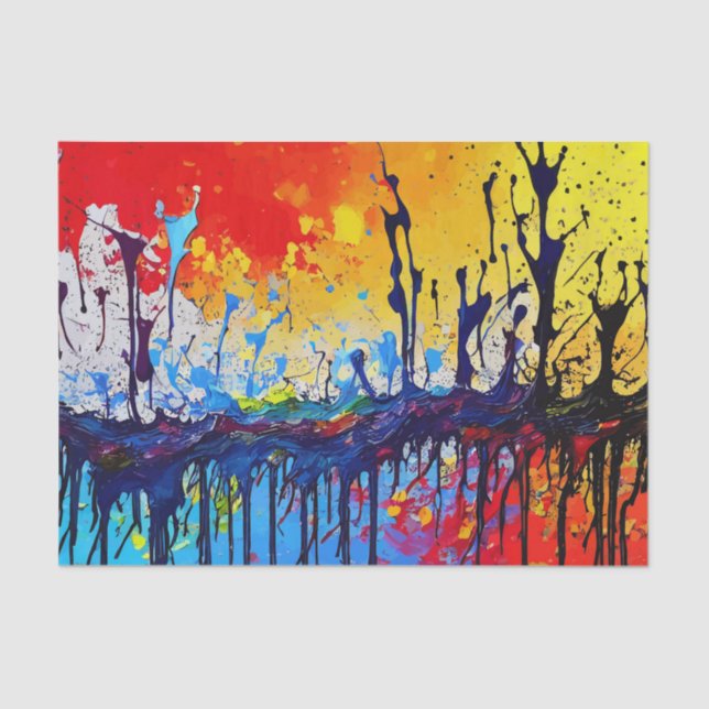 Colourful Splashes Of Oil Paint Tissue Paper (Front)