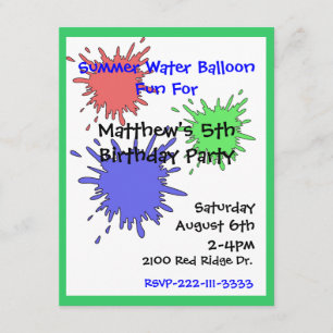 Colourful Splats Boy's Birthday Invitation