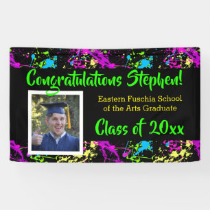 Colourful Splatter Art Photo Graduation Banner