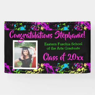 Colourful Splatter Art Photo Graduation Banner