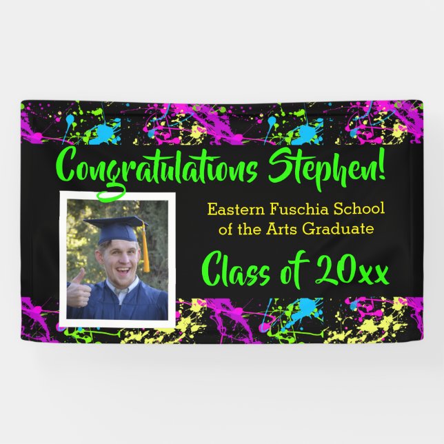 Colourful Splatter Art Photo Graduation Banner Sig (Horizontal)
