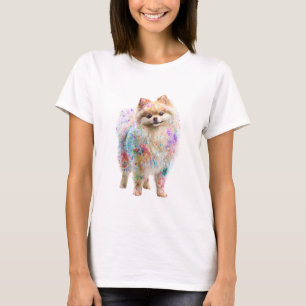 Colourful Splatter Art Pomeranian Dog Women T-Shirt