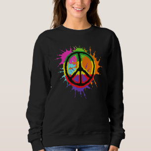 Colourful Splatter Paint Peace Sign Love Sweatshirt