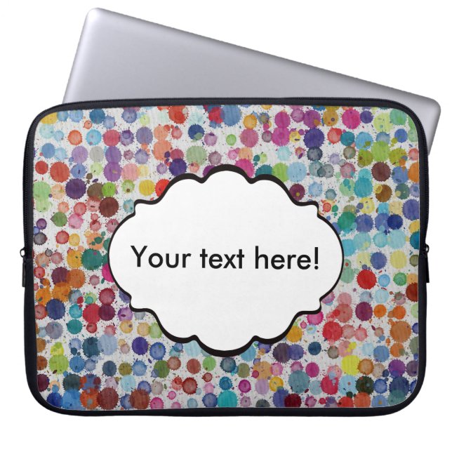 Colourful splatters abstract design laptop sleeve (Front)