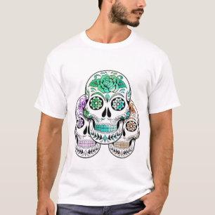 Colourful Spooky Sugar Skulls Halloween T-Shirt
