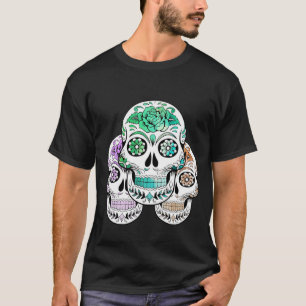 Colourful Spooky Sugar Skulls Halloween T-Shirt