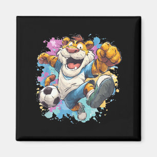 Colourful Sport Tiger with Soccer Ball for Boys an Magnet