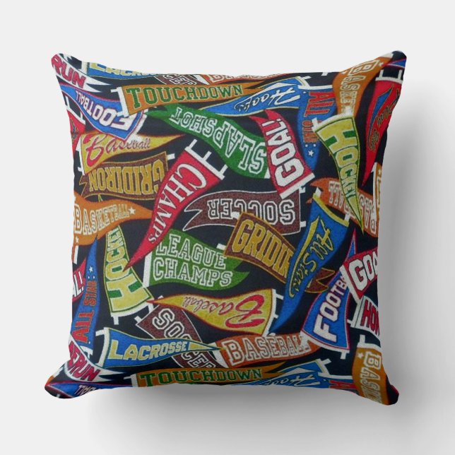 Colourful Sports Fan Pennant Pattern Throw Pillow (Front)