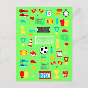Colourful Sports Soccer Players Football Fan Postcard