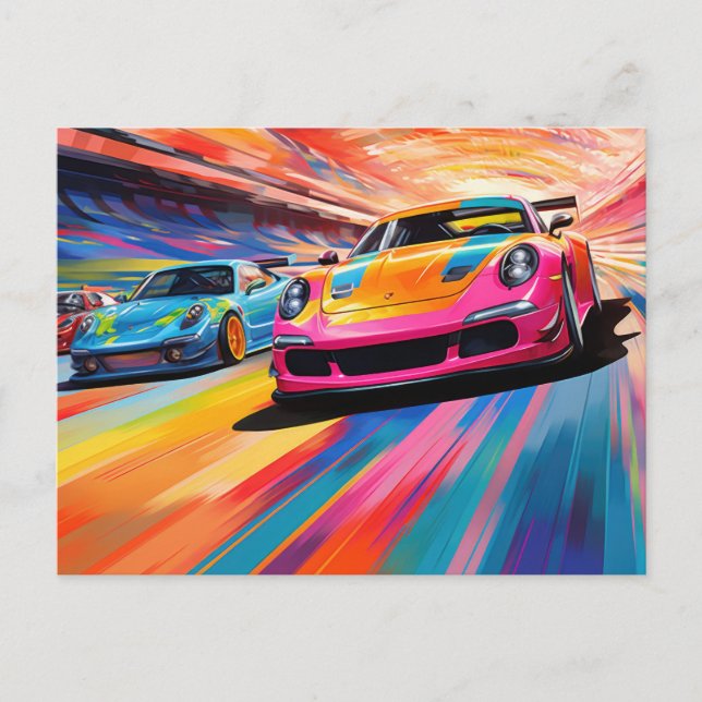 Colourful Sportscars Postcard (Front)