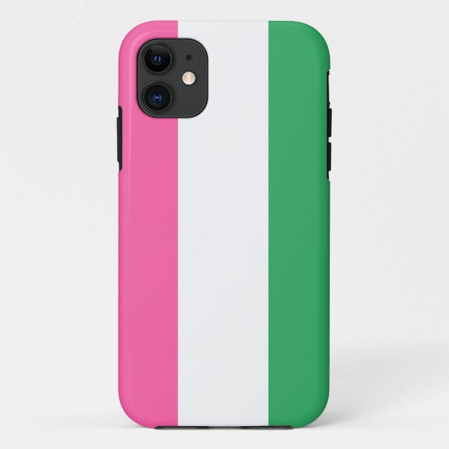 Colourful Sporty Pink White Green Vertical Stripes Case-Mate iPhone Case (Back)