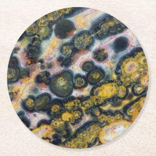 Colourful Spotted Ocean Jasper Round Paper Coaster