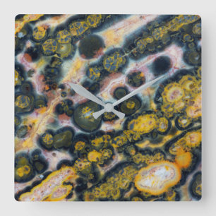 Colourful Spotted Ocean Jasper Square Wall Clock