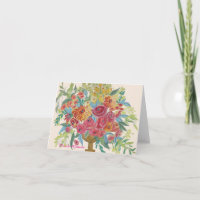 Colourful Spray of Floral Arrangement Note/Greetin