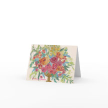 Colourful Spray of Floral Arrangement Note/Greetin