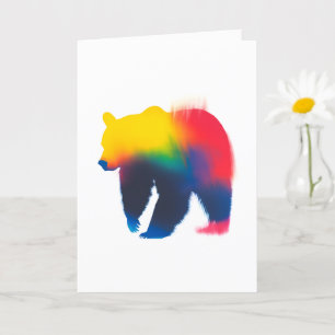 Colourful Spray Paint Bear Silhouette Card