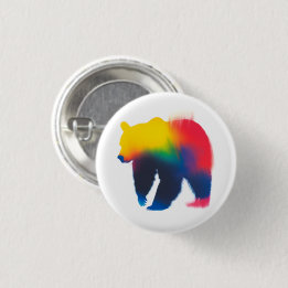 Colourful Spray Paint Bear Silhouette Round Button