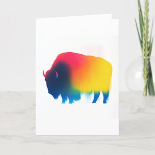 Colourful Spray Paint Bison Silhouette Card