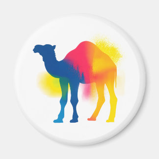 Colourful Spray Paint Camel Silhouette Round Magnet