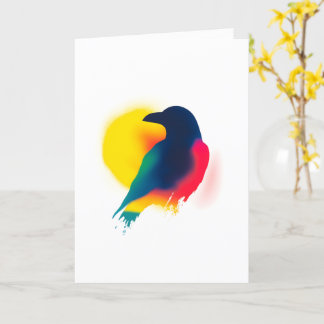 Colourful Spray Paint Crow Silhouette Card