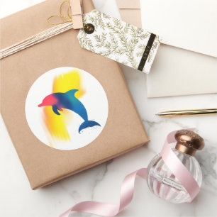 Colourful Spray Paint Dolphin Silhouette Stickers