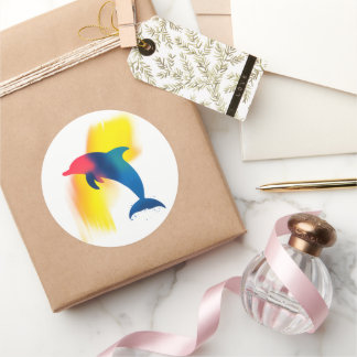 Colourful Spray Paint Dolphin Silhouette Stickers
