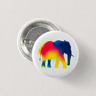Colourful Spray Paint Elephant Round Button