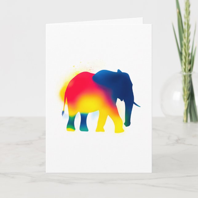 Colourful Spray Paint Elephant Silhouette Card (Front)
