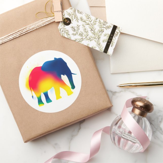 Colourful Spray Paint Elephant Silhouette Stickers (Gifting)