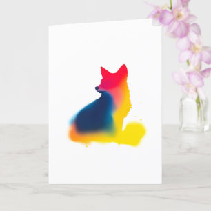 Colourful Spray Paint Fox Silhouette Card