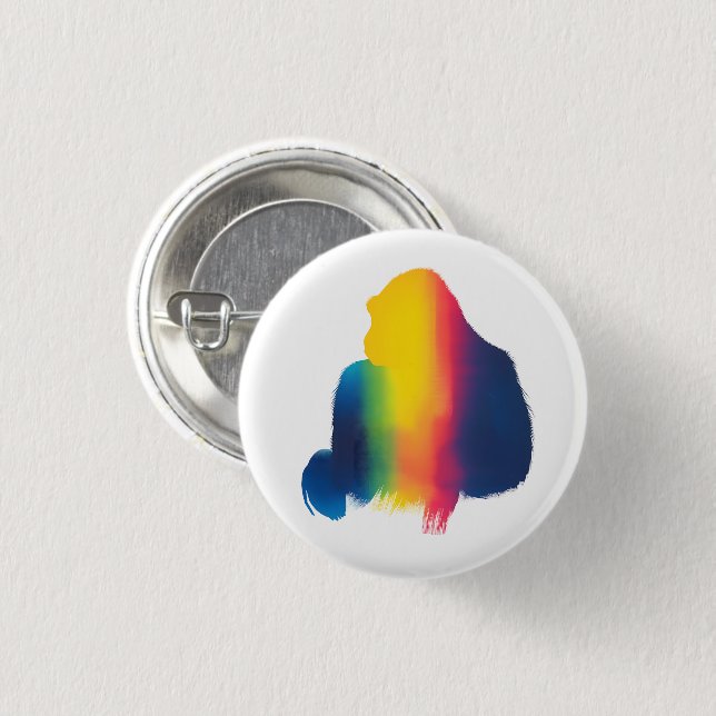 Colourful Spray Paint Gorilla Round Button (Front & Back)