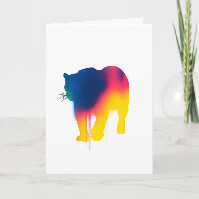 Colourful Spray Paint Leopard Silhouette Card (Front)