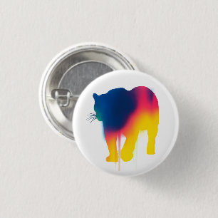 Colourful Spray Paint Leopard Silhouette Round 3 Cm Round Badge